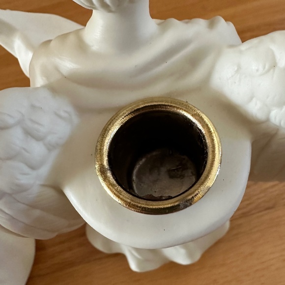 Lillian Vernon Angel Playing Mandolin Lute Candle Holders 10" Pair White #1816 - Picture 5 of 16